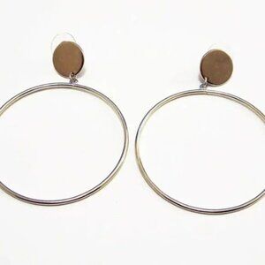 Silver Thin Ring Door Knocker 50mm Hoop Pierced Earrings